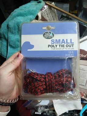 Small Poly Tie Out Rope — Red & Black